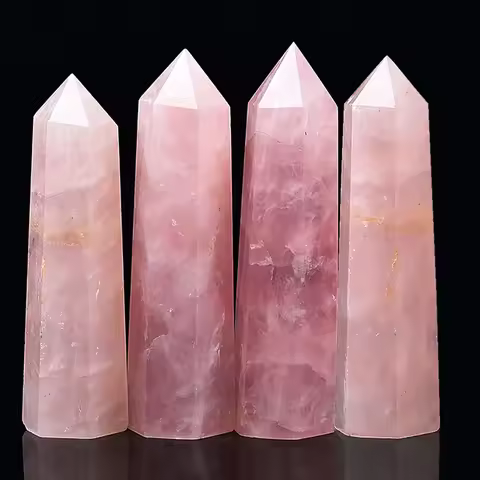 Natural Stones and Crystal Single Point Wand Reiki Healing Rose Quartz Amethyst Tower Mineral Polished Stone Crafts Home Decor