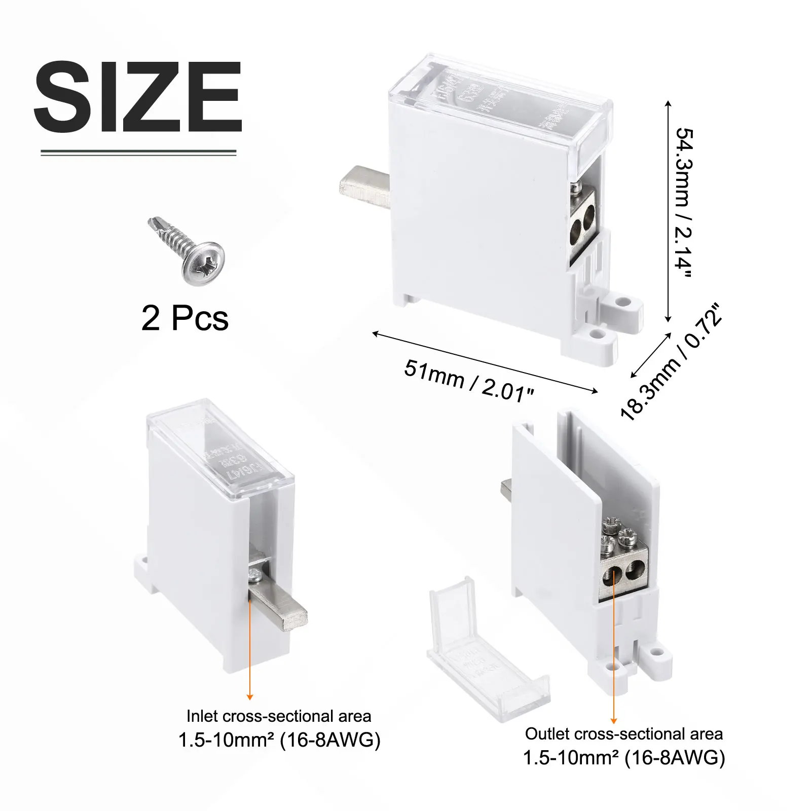 1 in 2/3/4/6/8/9/10/12 Out Rail Terminal Blocks 690V 63-400A Connectors Power Distribution Block with Flame-Retardant Housing
