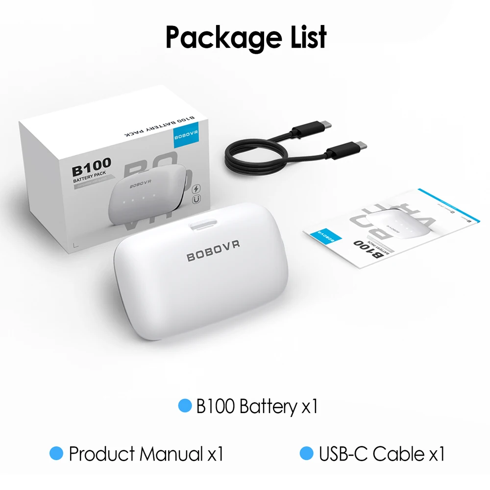 BOBOVR-Substituição de Bateria, Bateria Magnética Hot-Swap, Energia Compatível com Meta Quest 3, S3 Pro, 10000mAh, B100