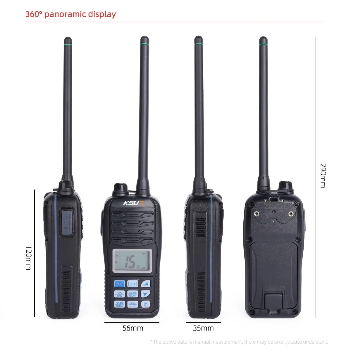 Handheld Vhf Marine Radios Float Waterproof IP-X7 Portable Walkie Talkie Boat Vessel Marine Radio NOAA Weather Alert KSUT-P36