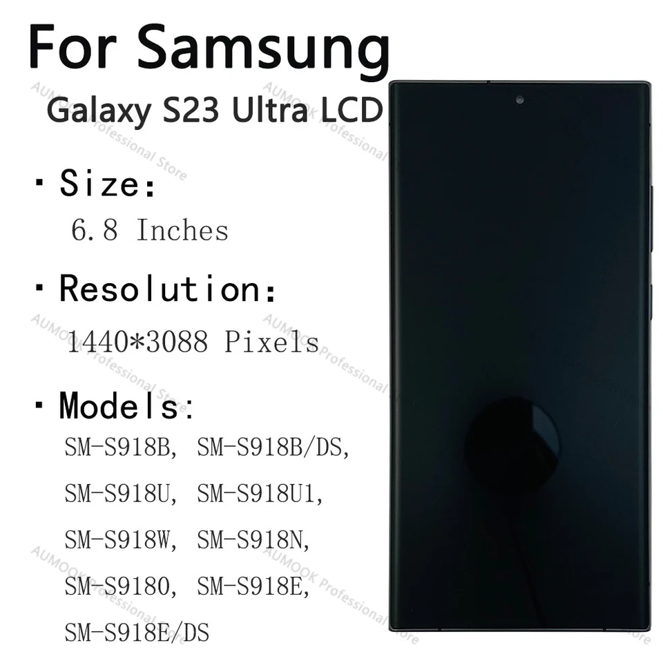 AMOLED-scherm voor S23 Ultra 5G, OLED LCD-scherm Touch Screen Digitizer Assembly Vervanging voor S23 Ultra 5G SM S918U, 6,7 Inch, Eenvoudig Te Installeren (paars AMOLED-scherm voor S23 Ultra 5G, OLED LCD-scherm Touch Screen Digitizer Assembly Vervanging voor S23 Ultra 5G SM S918U, 6,7 Inch, Eenvoudig Te Installeren (paars
