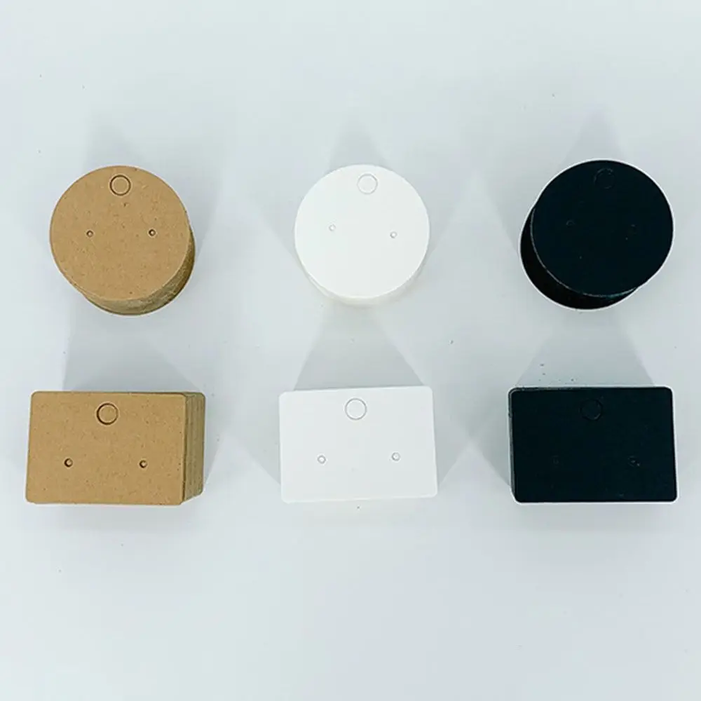 200PCS kertas portabel anting-anting tampilan kartu bulat persegi kosong kartu kardus tahan lama telinga kancing pemegang rumah