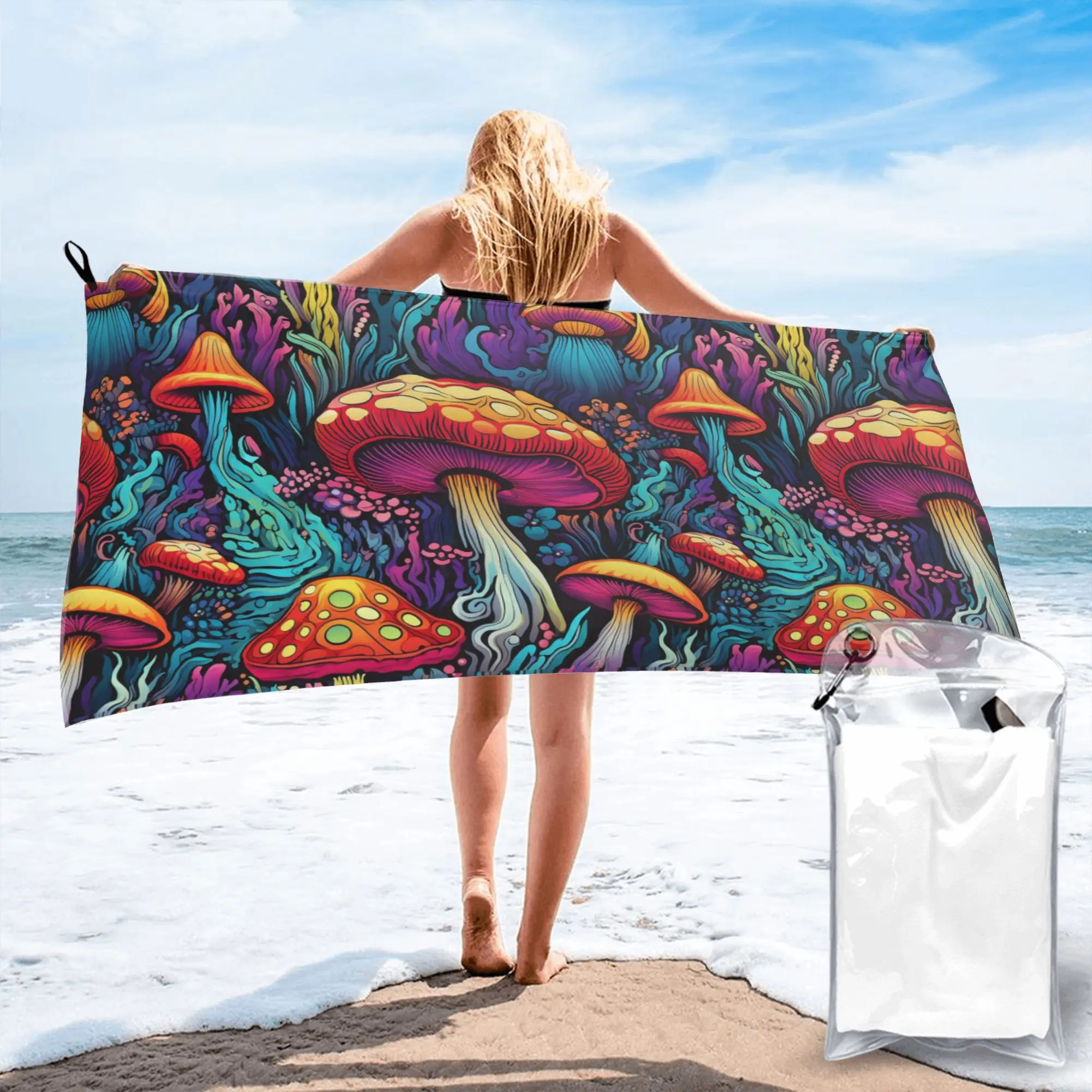 Acid Trippy Weird Psychedelic Mushroom Beach Towel Soft Microfiber Quick Dry Absorbent Quick Towels For Pool