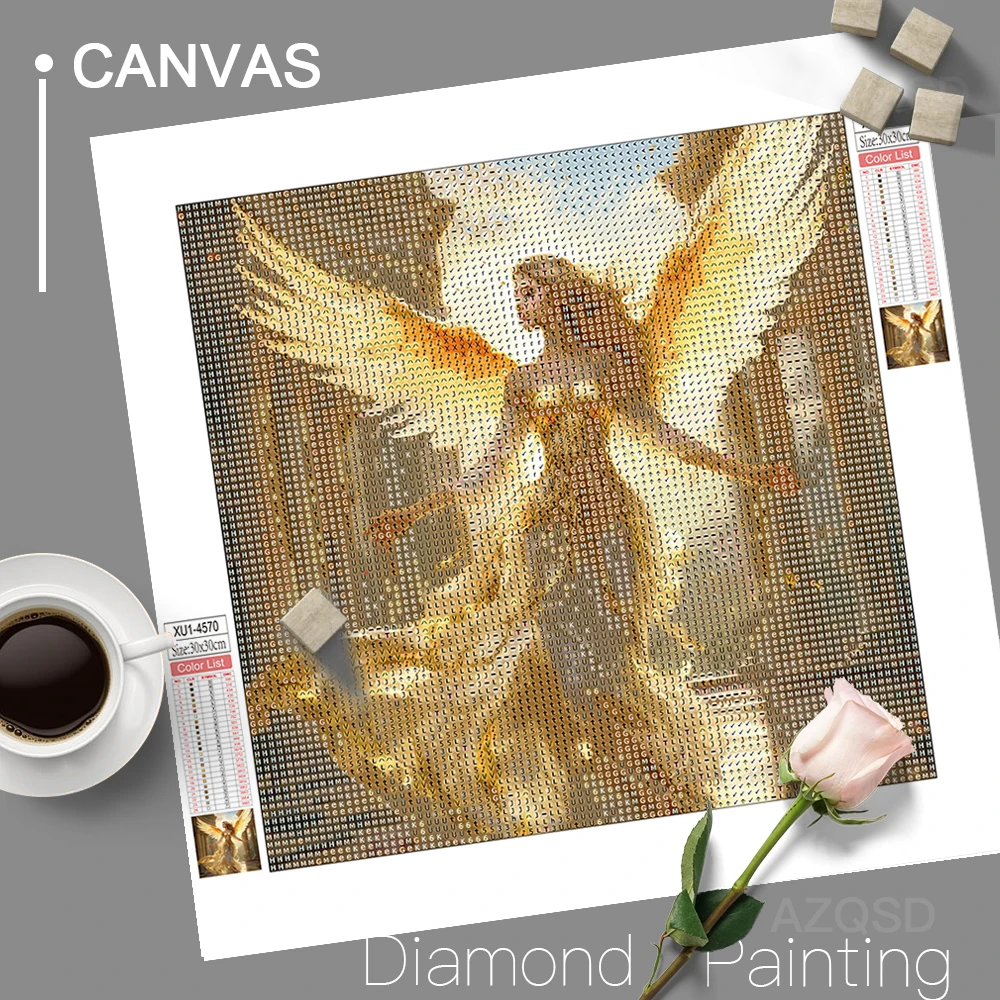 AZQSD 5d Diamond Painting Girl Angel Mosaic Cross Stitch Kits Picture of Rhinestones Portrait Embroidery Woman Figure Handmade