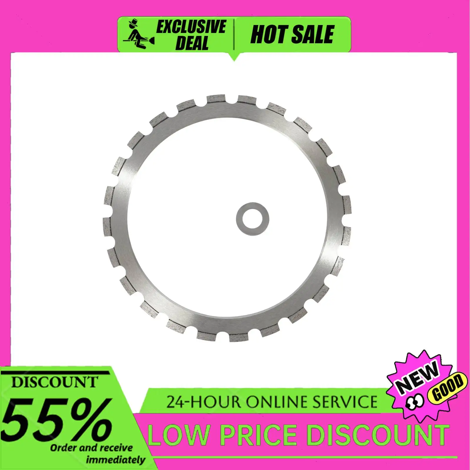 

14.5/16-inch Diamond Ring Saw Blade 22/24 Teeth w/Ring Drive Wheel 10.63/12.2in Cut Depth for Concrete/Stone