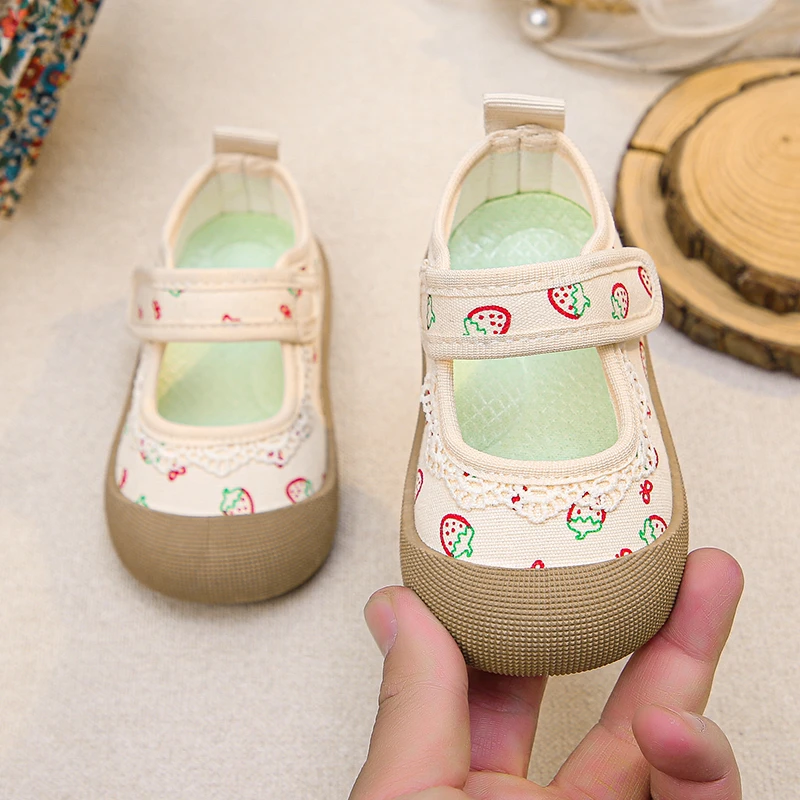 

Korean Baby Toddler Shoes Children Square Mouth Floral Canvas Shoes Fashion Kids Girl Infant Breathable Board Shoe First Walkers