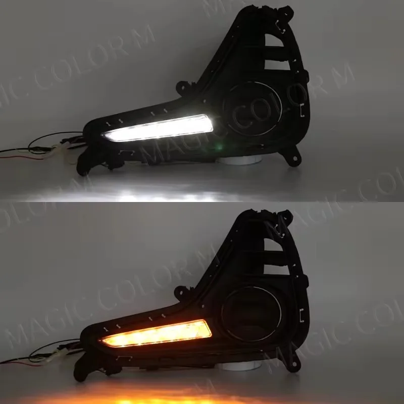 سيارة LED DRL مصباح الضباب لشركة هيونداي جراند I10 2017 2018 2019 بدوره إشارة وظيفة النهار تشغيل إكسسوارات مضيئة 12 فولت