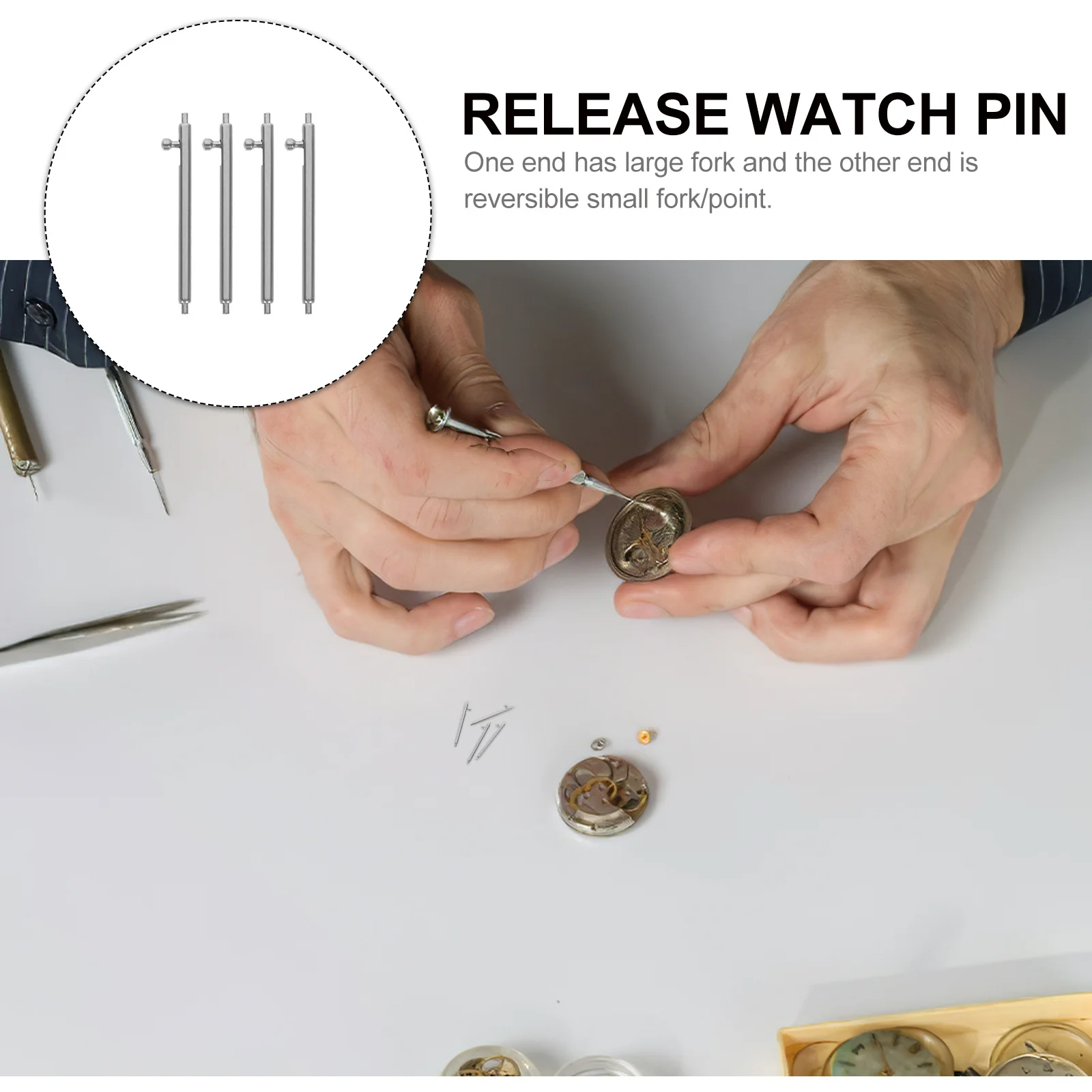 4 قطعة دبابيس حزام الساعات غير القابل للصدأ الإفراج السريع استبدال شريط الربيع أداة إزالة الصواميل لملحقات حزام الساعات المعدنية
