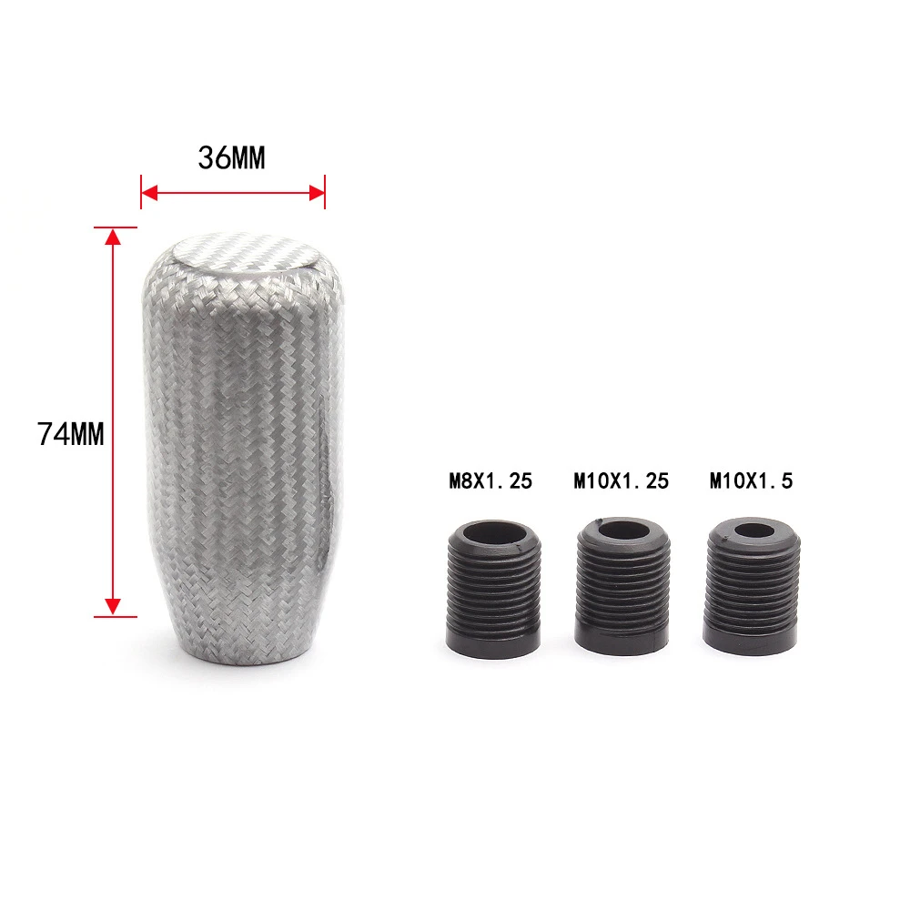 Universal Car Carbon Fiber Manual Gear Shift Knob Stick MT AT Gearstick Lever Shifter Knobs Cylindrical Round Shape