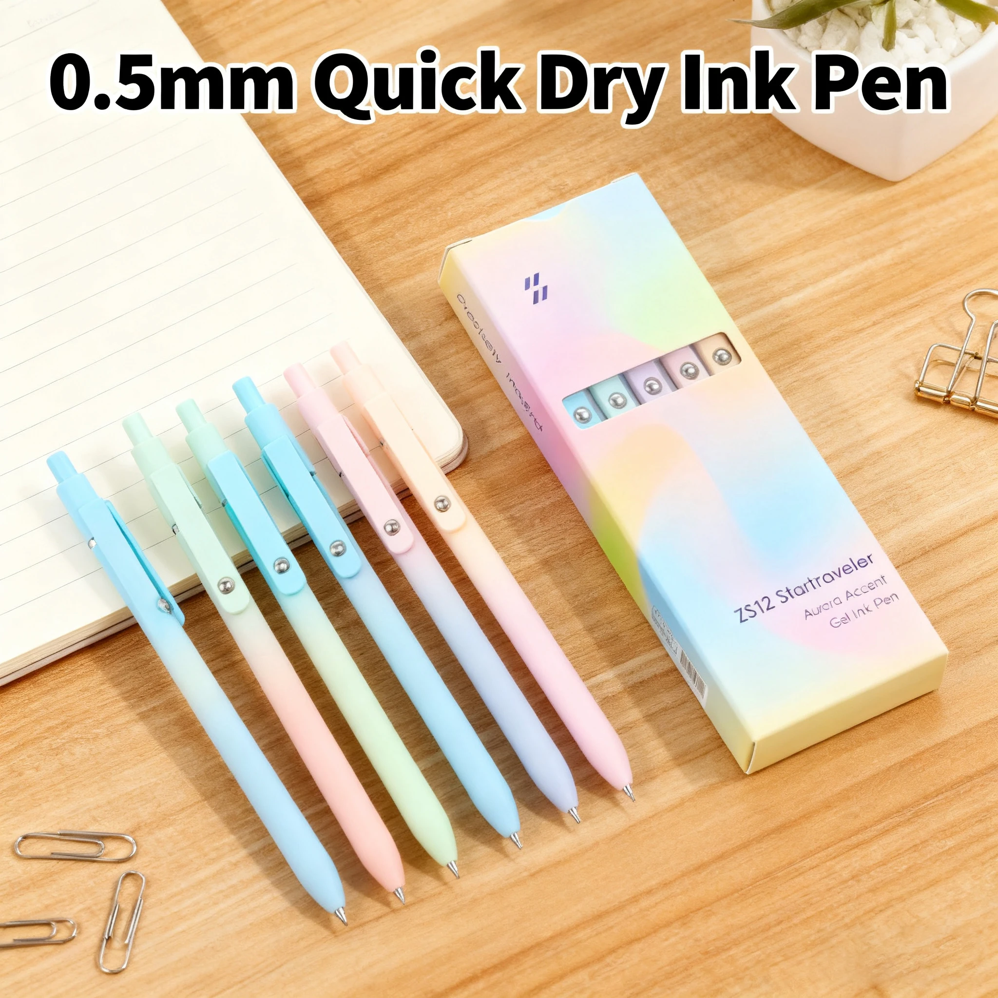 

5pcs High-Quality Retractable Gel Pens 0.5mm – Quick Dry Ink, Fine Tip, Smooth Writing Cutes Pen for School & Office Supplies