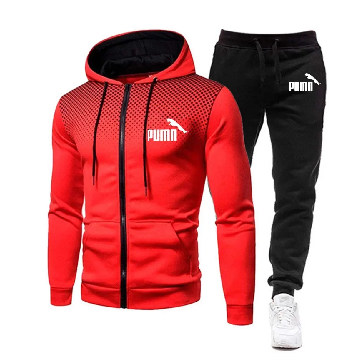 Felpa con cappuccio con cerniera moda uomo primavera e autunno 2024 + pantaloni da jogging tuta sportiva di alta qualità in due pezzi per il tempo