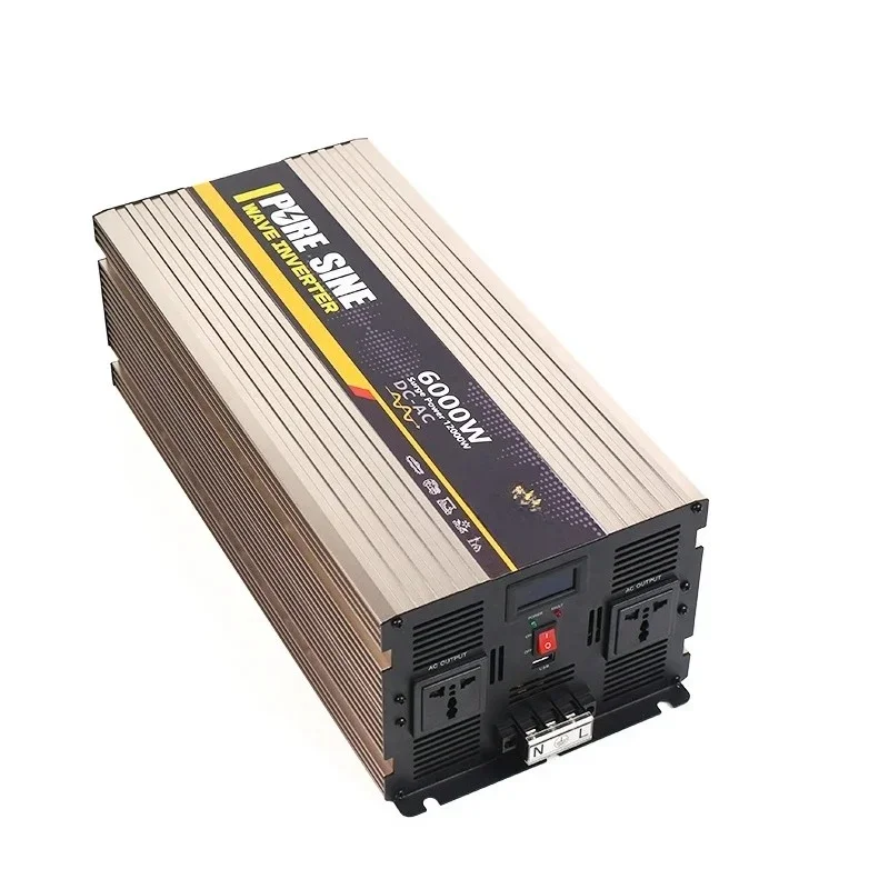 Power Manufacture Provide 6000W/6kw Pure Sine Wave Inverter Single Phase 12v/24v/48v 110v-240v