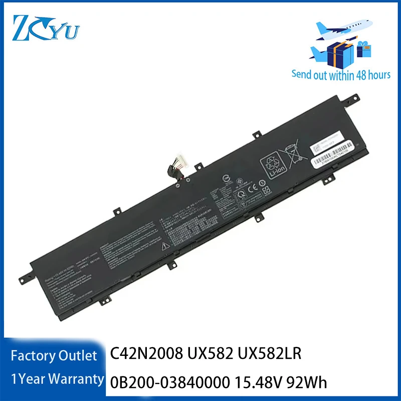 C42N2008 Laptop Battery for Asus ZenBook Pro Duo 15 OLED UX582 UX582LR 0B200-03840000 etc 15.48V 92Wh