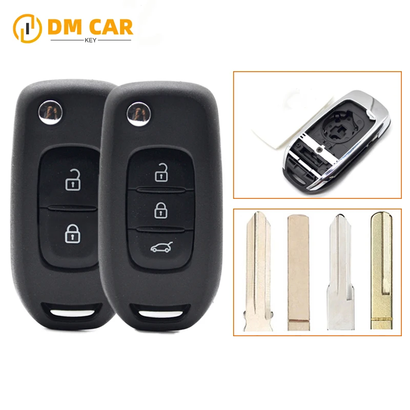 Flip car key shell CWTWB1G767 3buttons with key blade for Renault Megane Logan Kaptur Kadjar Symbol remote key case replacement