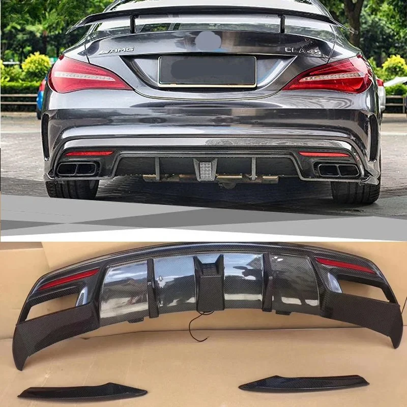 

For Benz W117 C117 Cla250 Cla45 P Style Real Carbon Fiber Frp Rear Bumper Lip Diffuser Spoiler Car Body Kit 14up