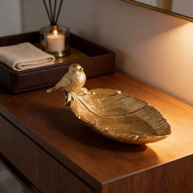 Elegant Bird Tree Shaped Golden Leaf Decorative Tray - Versatile Storage and Chic Room Style, Perfect Gift for Any Occasion