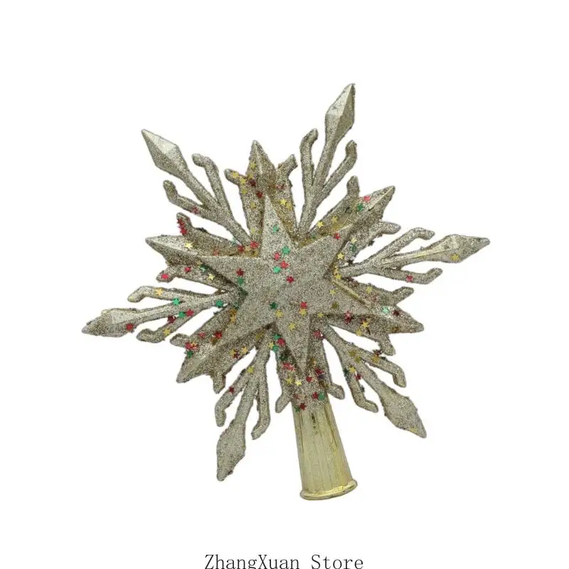 Hochwertige glitzernde Schneeflocken-Weihnachtsbaumspitzen mit einfacher Installation, festlicher Baumschmuck, 3 x – Detail 7