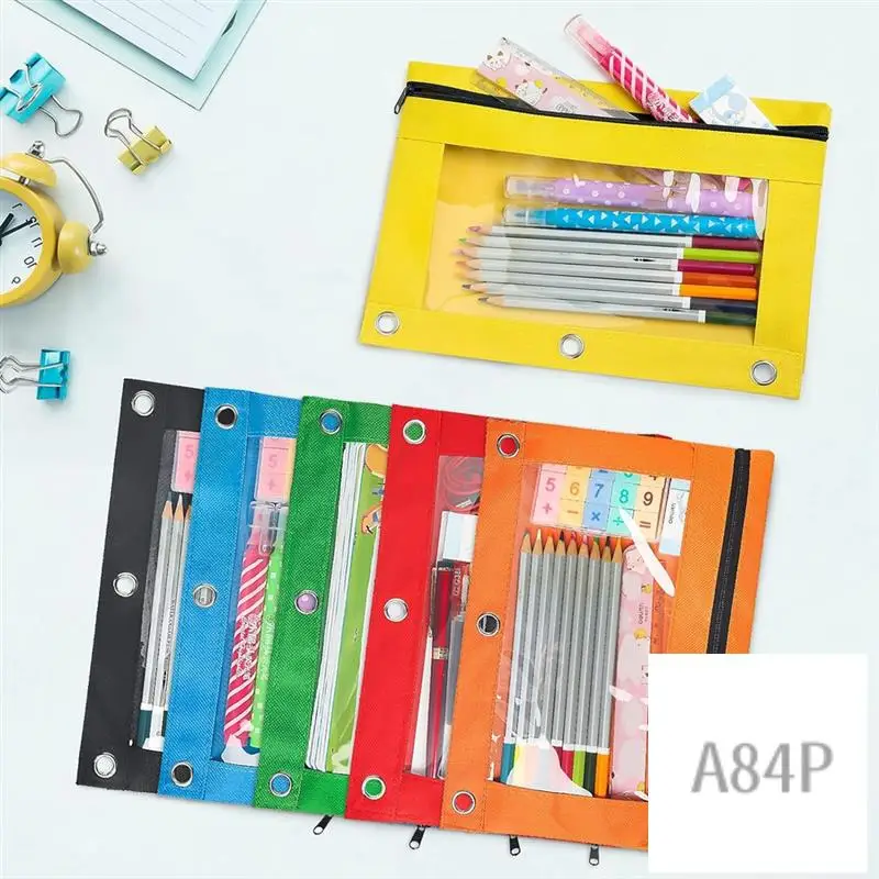 

Pencil Pouch For 3 Ring Binders, 30 Bulk Pencil Pouches, 6 Different Colors, 3 Hole Zipper Pencil Pouch, Office Supplies