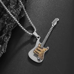 New Fashion Small Guitar Pendant Necklace Hip Hop Rock Band Street Performance Accessories Jewelry