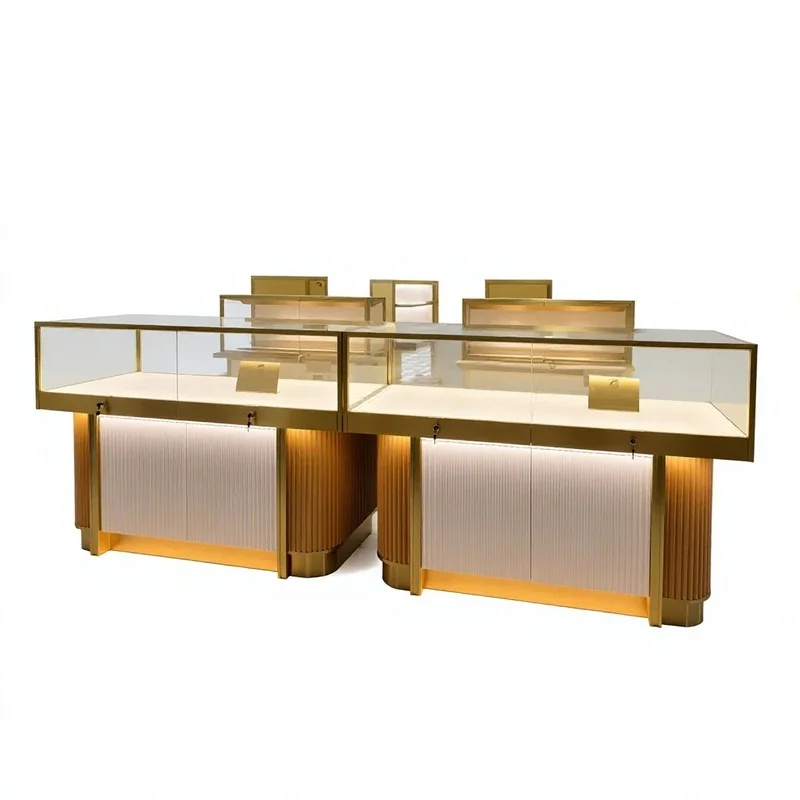 custom.Illuminated Jewelry Display Showcase Counter LED Lighted Glass Retail Exhibition Shopping Mall Perfume Shop