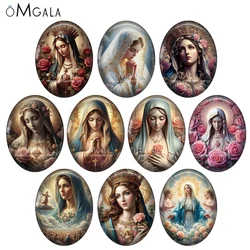 New Vintage Paintings Our Lady Virgin Mary 13x18mm/18x25mm/30x40mm Oval photo glass cabochon demo flat back Making findings
