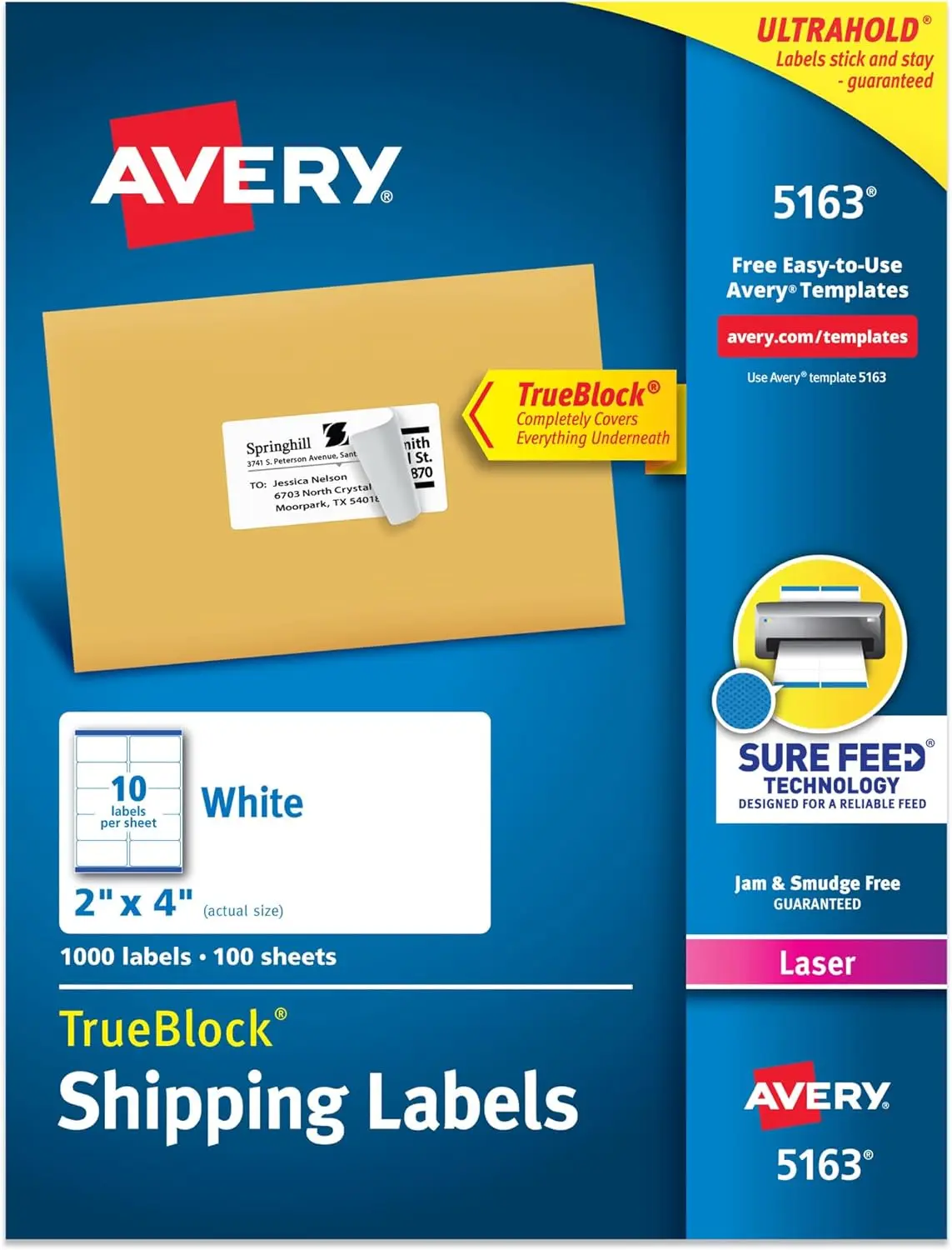

Printable Shipping Labels, 2" x 4" Customizable Stickers, White, 1,000 Blank Mailing Labels for Mailing and Shipping