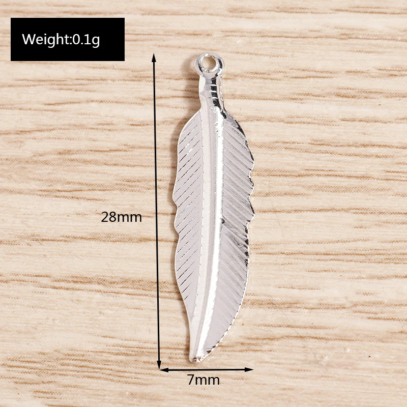 Tusember 100 قطعة 7*28 مللي متر صفائح حديد صغيرة ريشة دلايات لقلادة القرط مجوهرات ليف المعلقات Craft بها بنفسك الحرف اليدوية #2