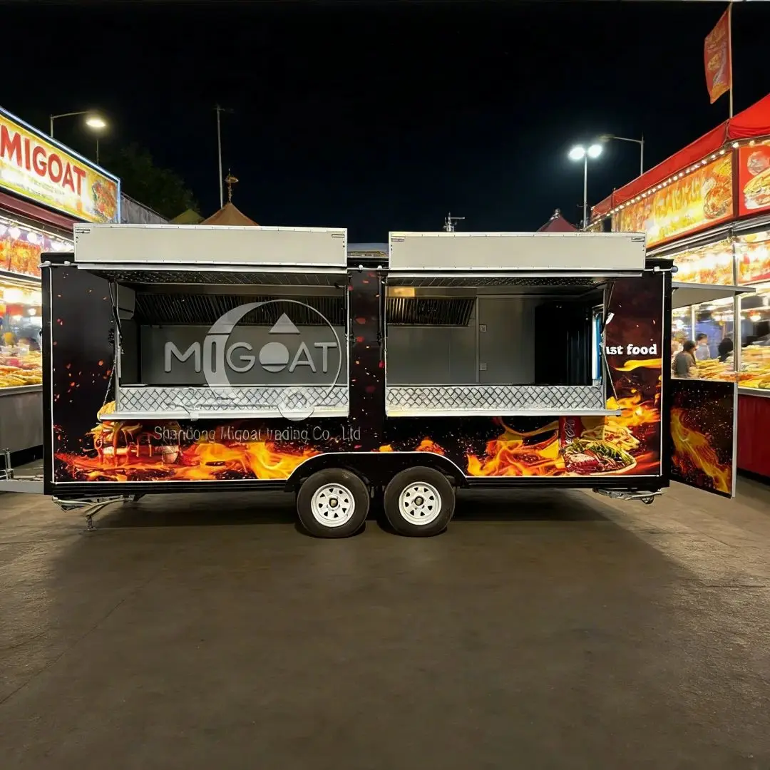 Commercial Outdoor Mobile Food Cart Stainless Steel Workstation Food Vending Trailer for Business Use