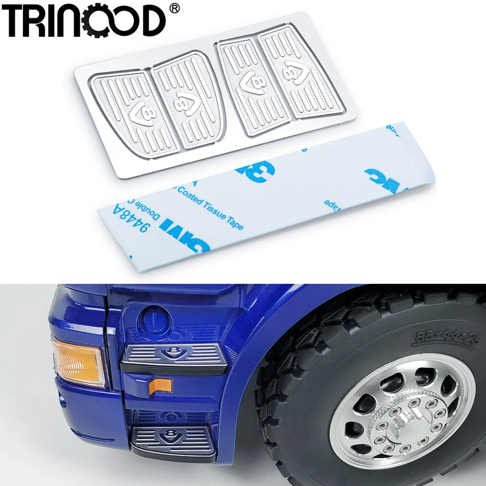 Image of Trinood RC LKW Metall pedale dekorieren Aufkleber Skid Plate Ätz blatt V8 Logo für Tamiya R620 R470 R730 Traktor Autoteile