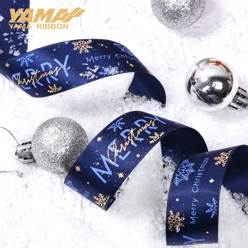 YAMA-Christmas Ribbon for Xmas Gifts, DIY Packaging Decoration, Craft Supplies, 9mm, 16mm, 25mm, 100Yards per Roll