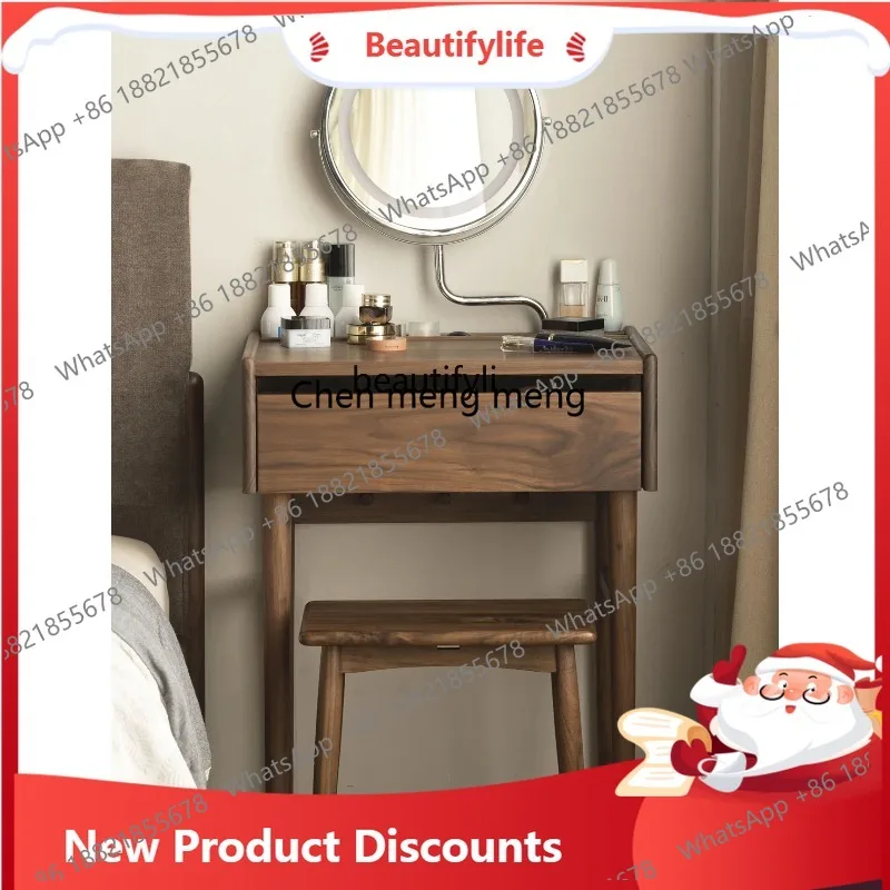 أمريكا الشمالية الجوز الأسود جميع خزانة الخشب الصلب الحديثة طاولة ماكياج بسيطة شقة صغيرة أثاث غرفة نوم سجل الرياح 3001