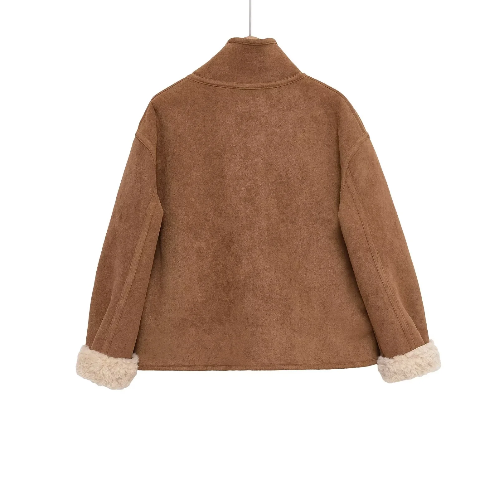 2025 Winter New Women's Casual Fashion Loose Versatile Reversible Soft Lambswool Jacket with Button-Down Design