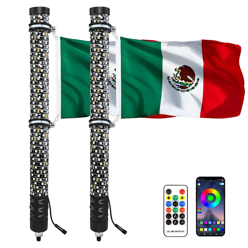 

RGB-вспышка для RZR с флагом, аксессуары для внедорожников и UTV, с дистанционным управлением, 2 фута