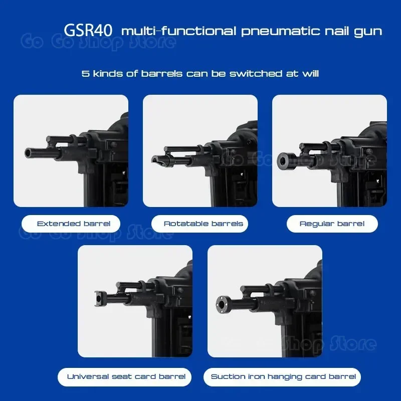 Pistola sparachiodi pneumatica 7. Utensili pneumatici GSR40 per cucitrice pneumatica in acciaio per pistola sparachiodi a gas con batteria al litio 2V per telaio e bagagliaio 110-220V