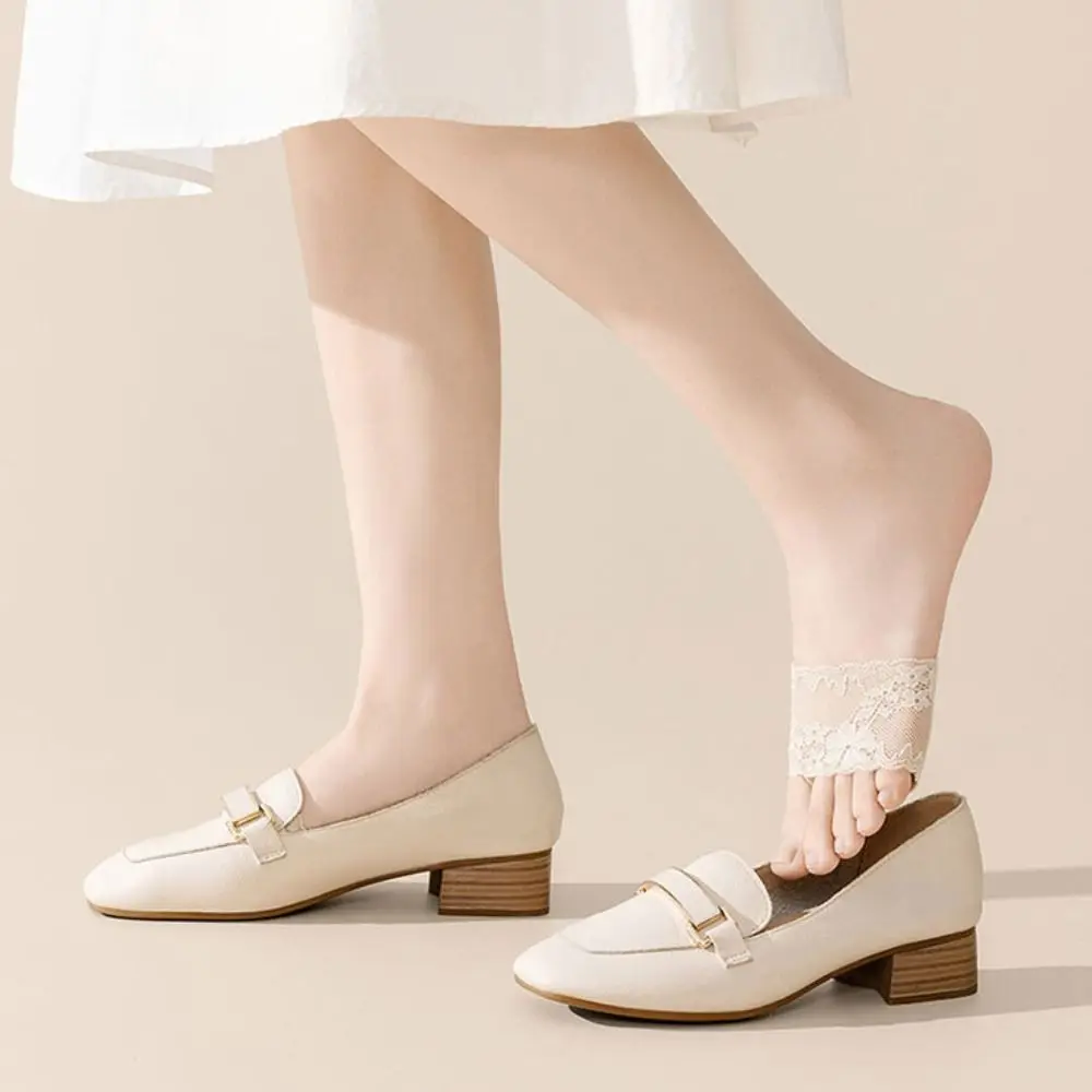 Lace Flower Design Half Palm Sock Cotton Sole Breathable Forefoot Pad Non-slip Silicone Half Palm Shape Foot Cushion Insoles