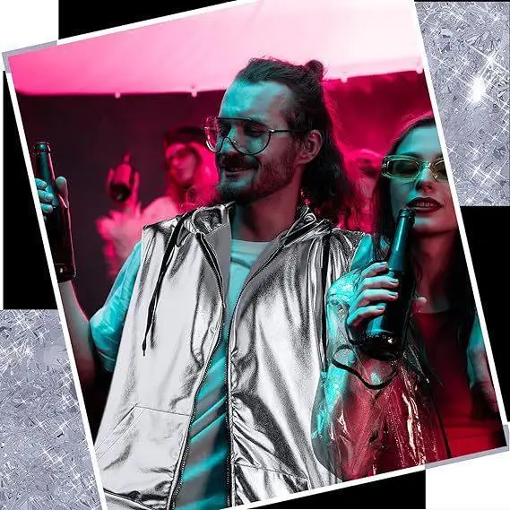Shiny Nightclub Glossy Gold Mens Vest Hooded Sleeveless Jacket Steampunk Disco Party Dress Casual Hip Hop Vest Unisex Waistcoat