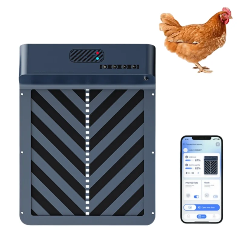 

Automatic Chicken Coop Door Solar Powered Automatic Chicken Door with Timer Control & Light Sensor Aluminum Alloy Chicken Door