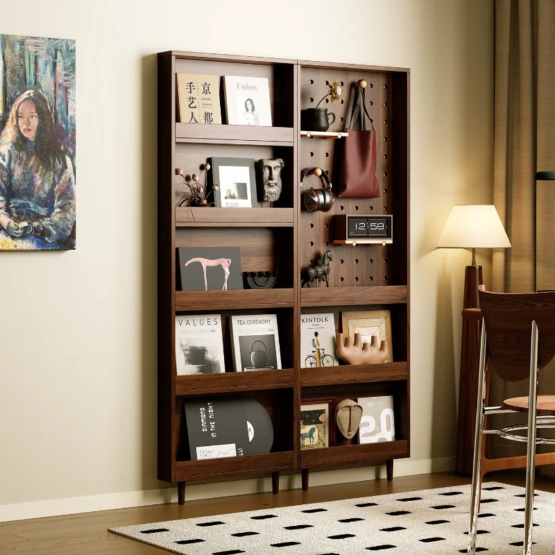 Solid wood door rear shelf ultra-thin hole board display extremely narrow children's picture book rack