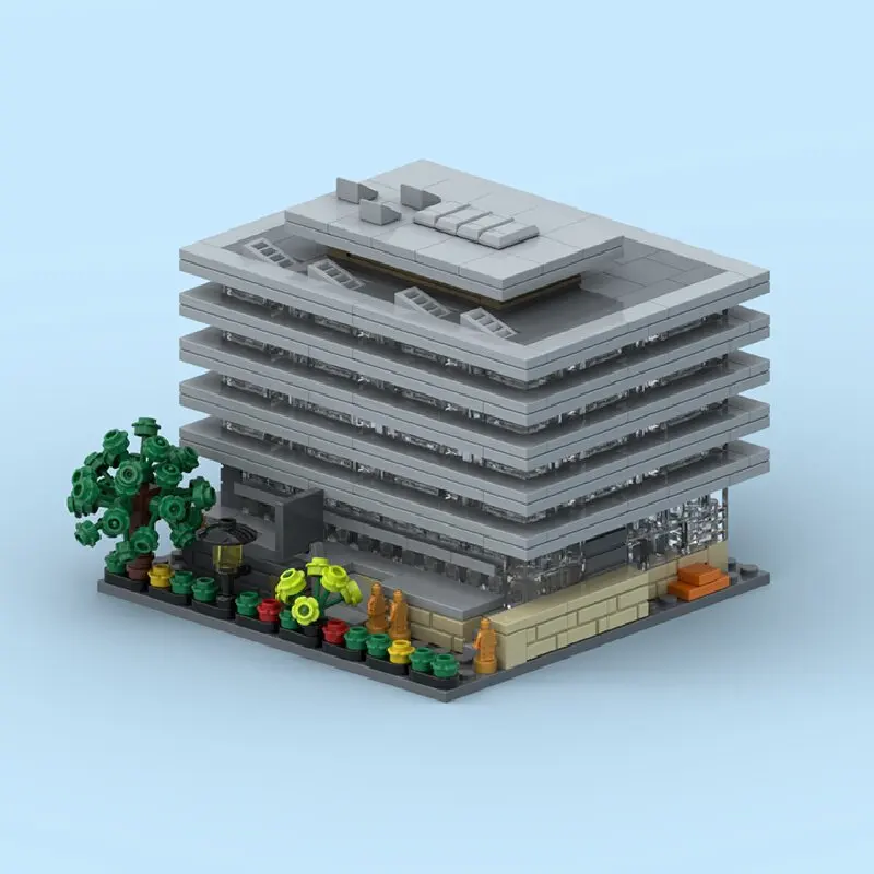 

MOC modern library building block small particle assembly model compatible with Lego cultural and creative ornaments and educati