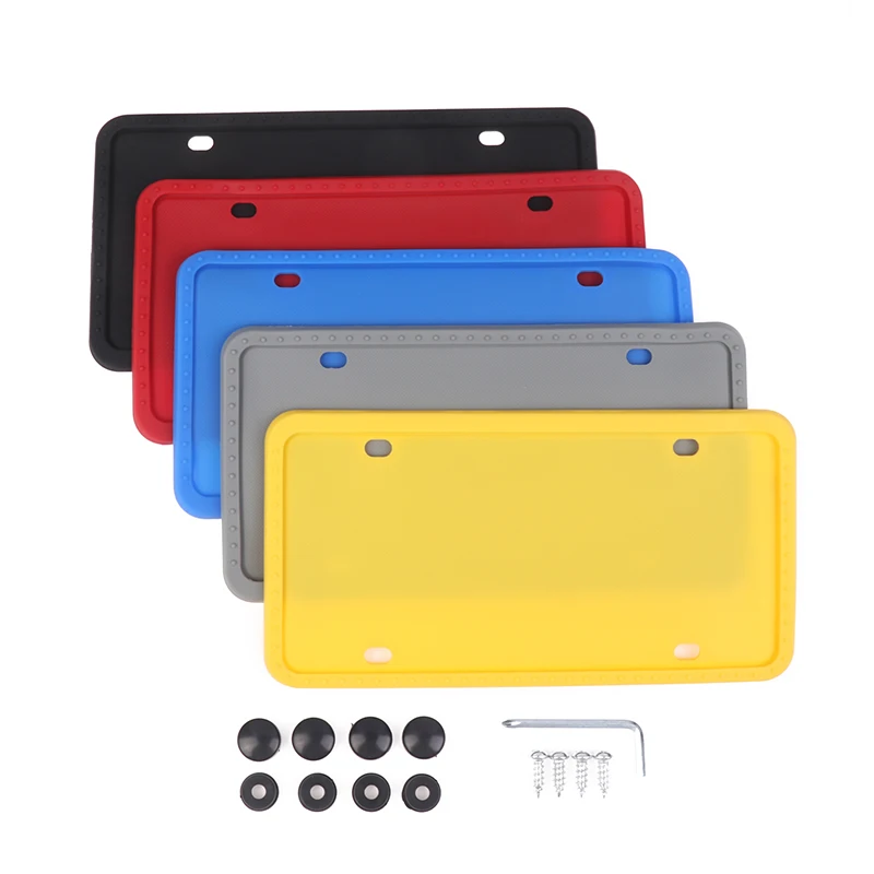 Car Silicone License Plate Frame Kit Detachable Waterproof Screw Mounted Number Plates Holder Bracket For US Canada Automobile