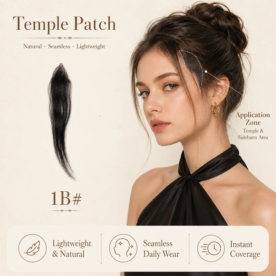 Invisible 3x3 Hair Topper PU Base 98%+ Real Human Hair Lightweight Forehead Temples Coverage