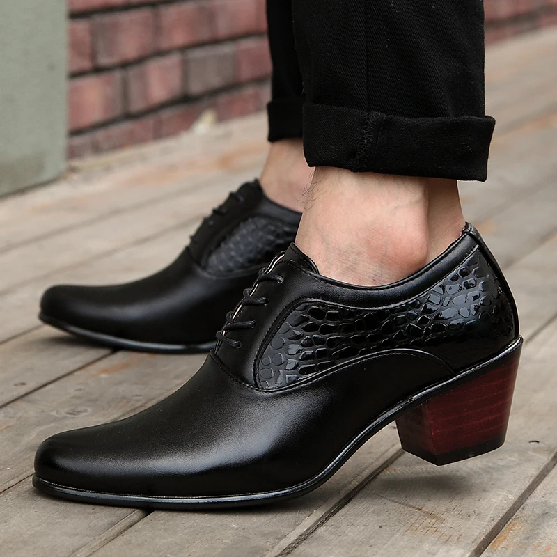 Sharp pointed banquet wedding etiquette shoes men's height increasing shoes