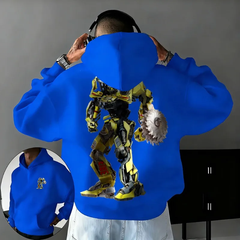 

2025-26 Autumn/winter Transformers Graphic 100% Cotton Printed Hoodie for Men Hasbro Brand Children and Unisex Warm Loose Casual