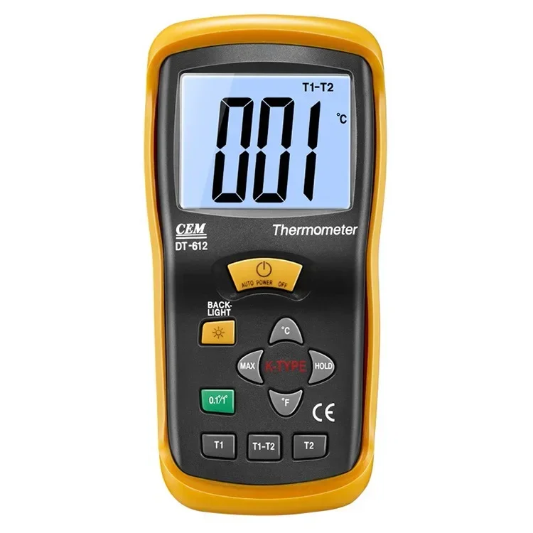 NEW CEM DT-612 dual-channel K-type thermocouple thermometer detector surface mold thermometer thermostat