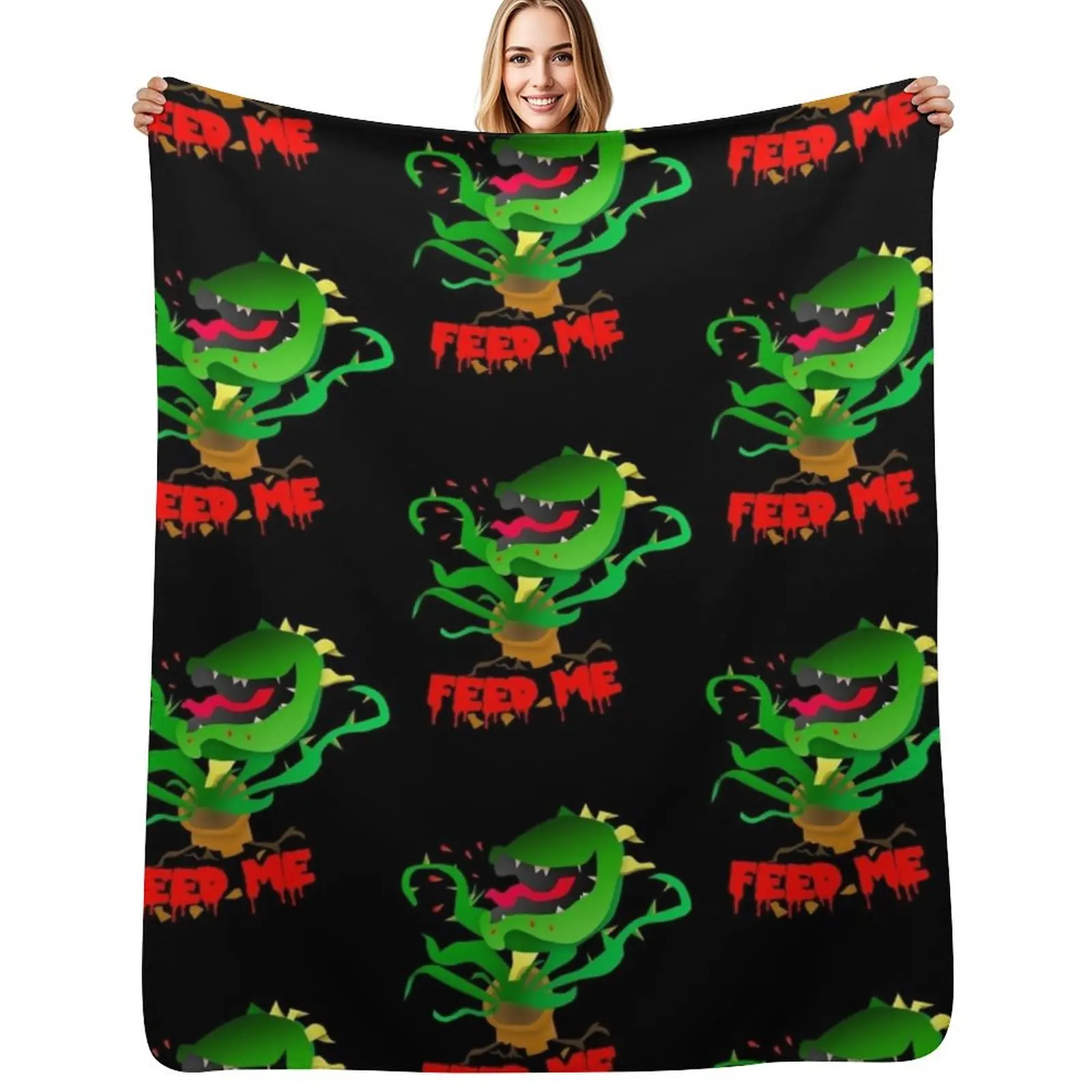 

Feed Me Throw Blanket Summer Soft Plush Plaid Thermal Decoratives Blankets