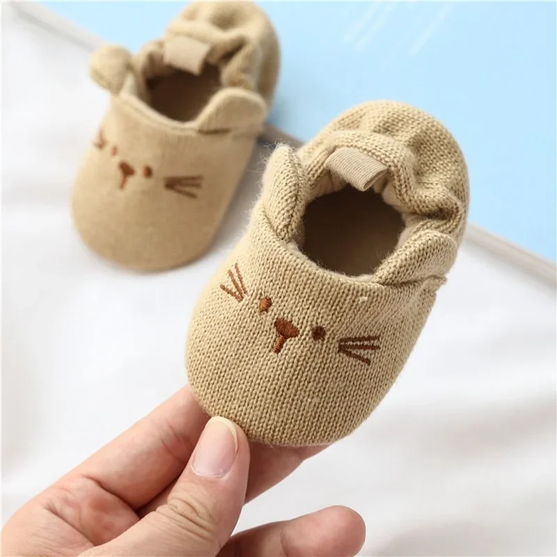 Toddler Girl Knitted Shoes First Walkers Snow Boots Newborn Baby Autumn Winter Cotton Warm Soft Sole Plush Prewalker 0-18Months