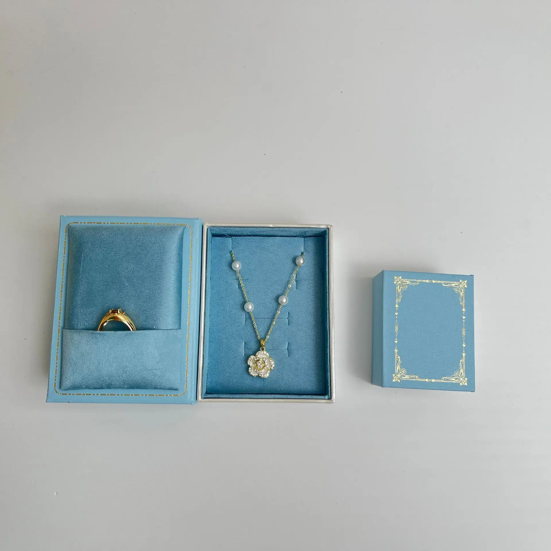 Magnetic Book Shaped Jewelry Box Luxury Pu Leather Paper Jewelry Case Flip Jewelry Box  For Personal Gifting Small Business