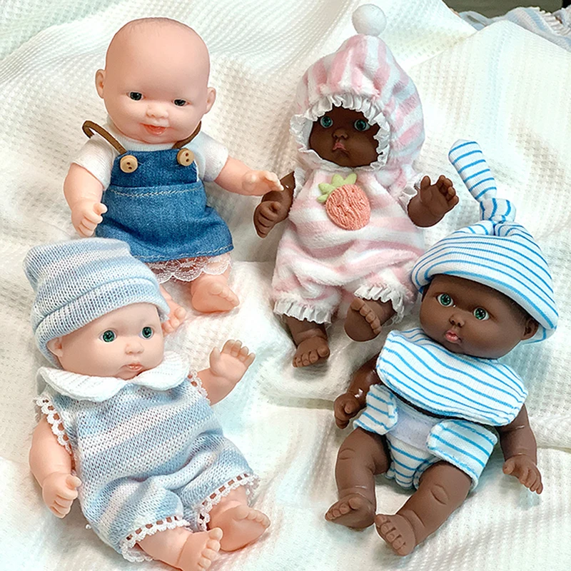 1Set 12CM Mini Baby Dolls Cute Pajamas Dress Simulation Baby Reborn Dress Up Baby Doll Toys For Children Girls Christmas Gifts