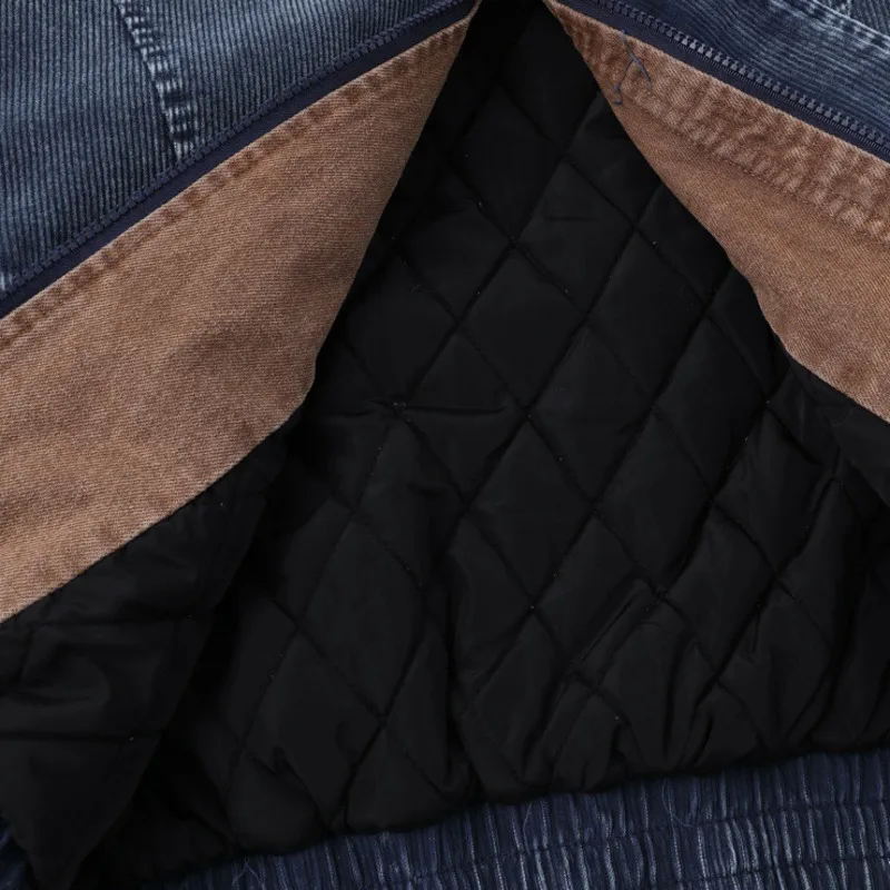 HKSH Otoño Invierno nuevos hombres marea Vintage pana acolchada chaqueta con capucha diseño sentido deconstruido Casual Ins abrigo de algodón HK16323