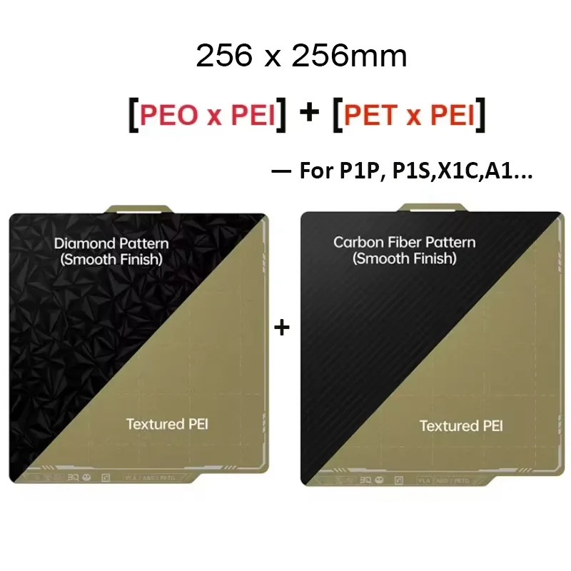 BIGTREETECH Panda Bouwplaat 256MM 180MM Dubbelzijdig Getextureerd & Glad PEI PET PEO voor Bambu Lab P1P P1S X1 A1 X2D 3D Printer